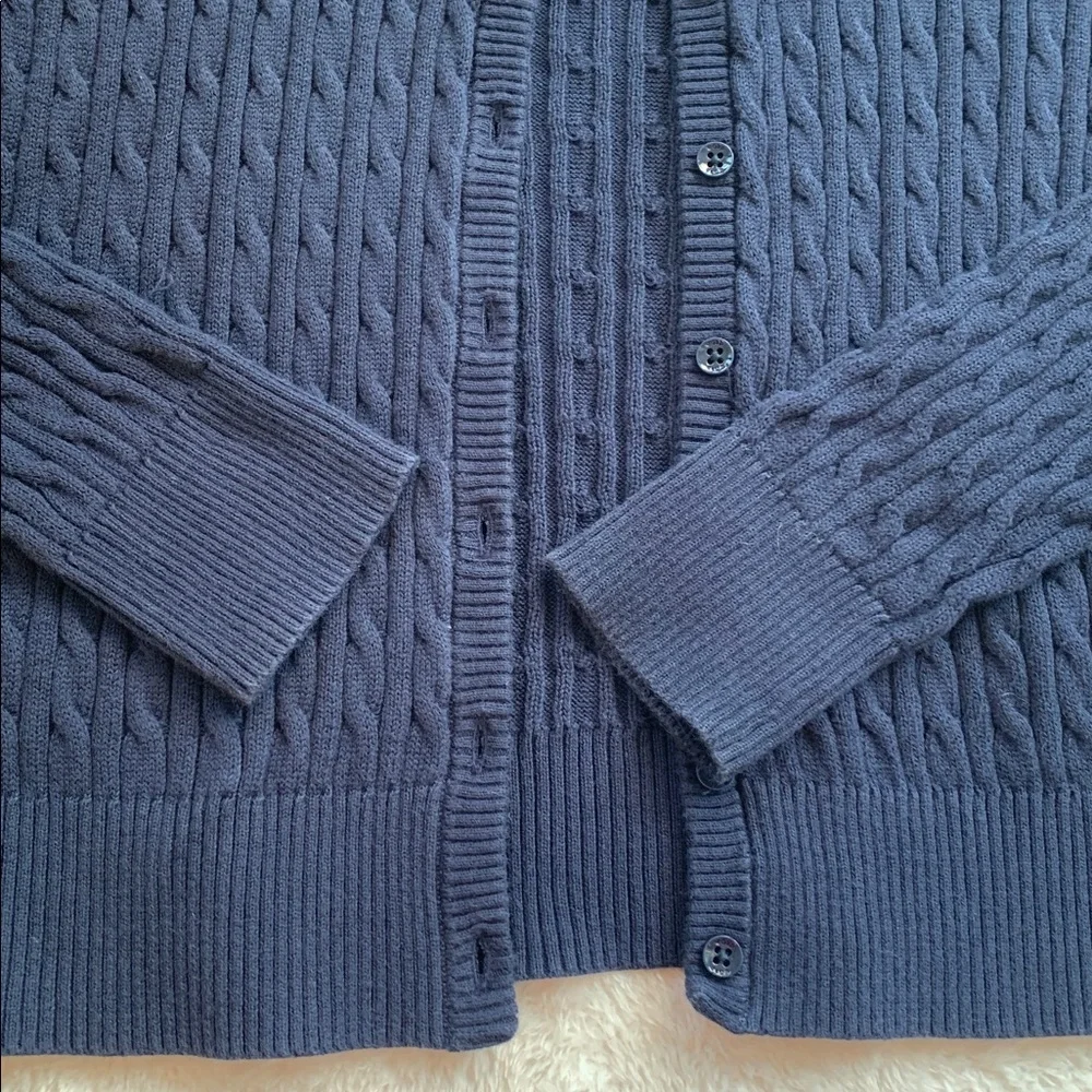 GAP Navy Blue Cable Knit Sweater Cardigan L 10/11 EUC